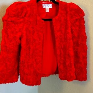 Vintage H&M Garden Collection Red Floral 3d Blazer. No closure. Size US 4